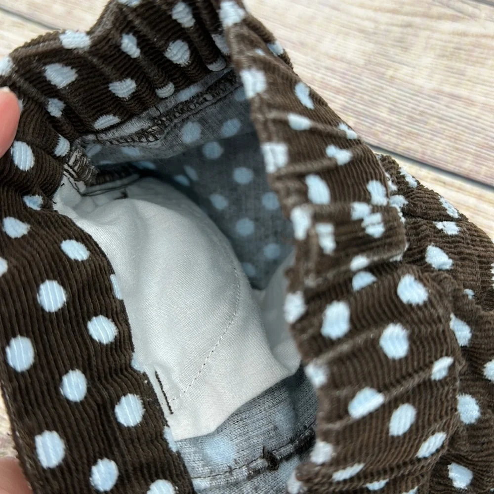 Girls Brown Corduroy and Blue Polka Dot Skirt Size 2T